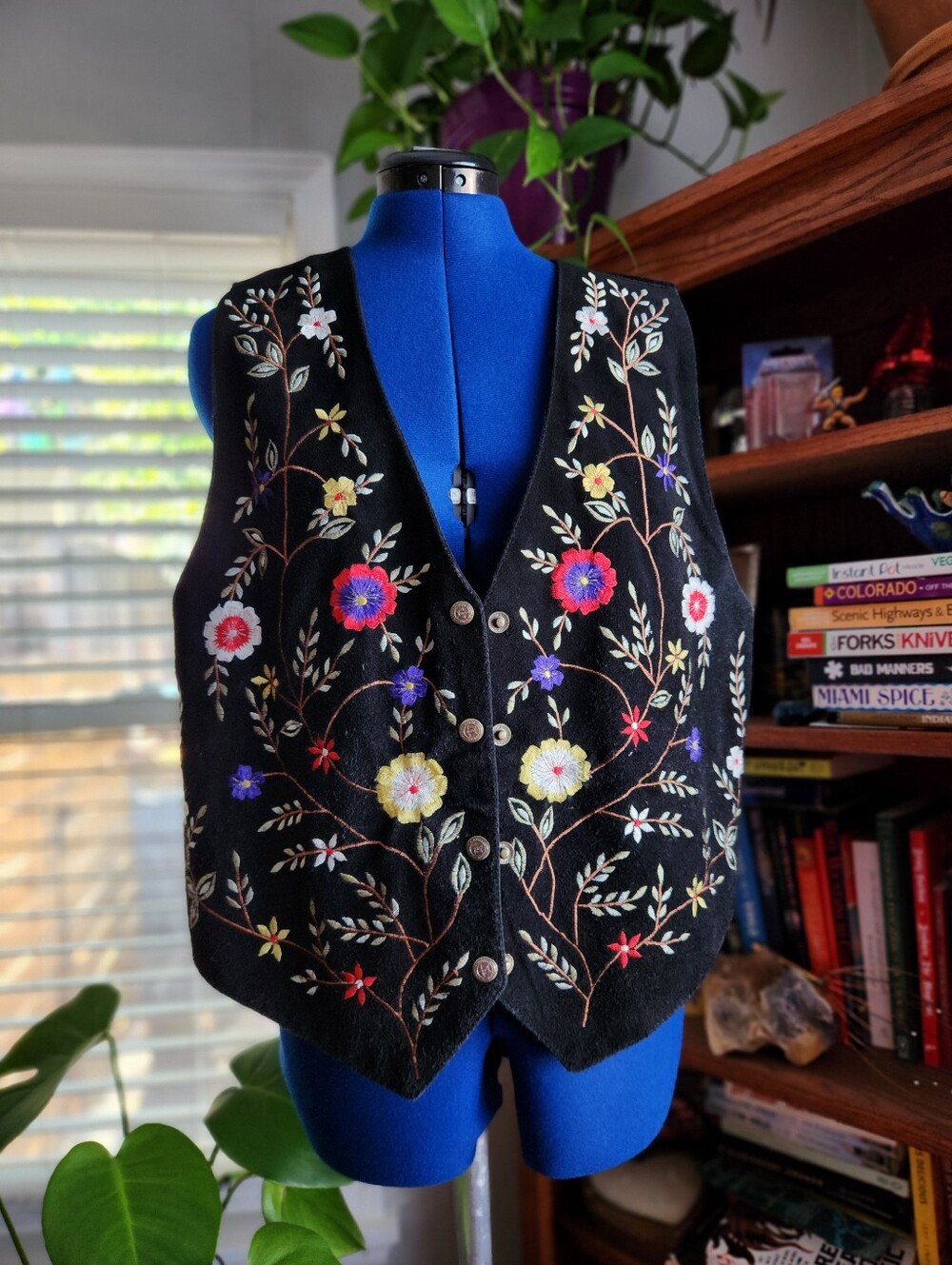 Vintage Bedford Fair Genuine Suede Floral Embroidered Vest — Boho Western L